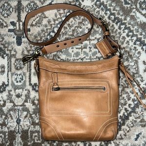 Coach Bleecker Slim Duffle Saddle Tan Leather Crossbody - 10398